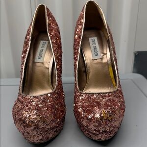 Steve Madden Women's Glitter Heels - Rose Gold